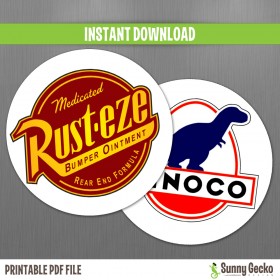 Cars Rust-Eze and Dinoco 2.5 in Birthday Circle Labels